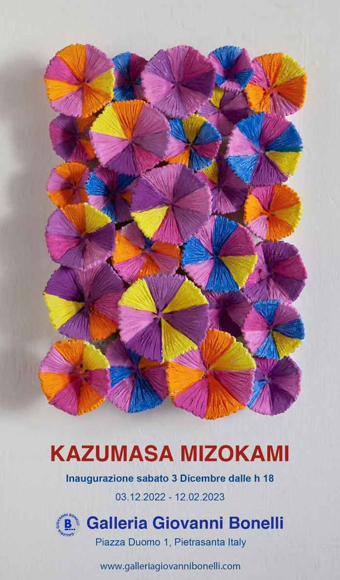the invitation of the solo exhibition Kazumasa Mizokami for Giovanni Bonelli Gallery in Pietrasanta Italy